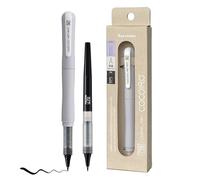 Kuretake ZIG Letter Pen COCOIRO (FOG GRAY) Body with Black Ink Refill Set, Flexible Extra Fine Brush Tip, Refillable Marker, for Calligraphy, Hand Lettering, Made in Japan