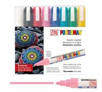 Kuretake ZIG POSTERMAN 2mm Waterproof Acrylic Chalk Markers 8 colors sets, Fine tip, Professional-quality, for Blackboad Xylene Free, Made in Japan