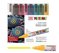 Kuretake ZIG POSTERMAN 6mm Waterproof Acrylic Chalk Markers 8 colors sets, Chisel tip, Professional-quality, for Blackboad Xylene Free, Made in Japan