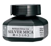 Kuretake Zig Silver MICA Ink 60ml, for dip Pen, Brush, Drawing, Calligraphy, Illustration, Lettering, for Professional, Artists, Manga, Made in Japan