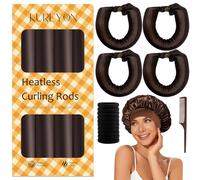 KUREYON Satin Heatless Hair Curler,4 Piece Set,Overnight Heatless Curls