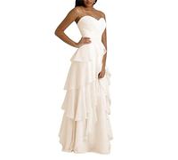 KURFACE A Line Chiffon Wedding Bridesmaid Dresses Out Door Bridal Gowns Plus Size Sleeveless Evening Party Gowns Ivory UK22