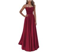 KURFACE Cowl Neck Burgundy Bridesmaid Dresses for Wedding Party A Line Long Formal Dress Evening Party Gown UK10