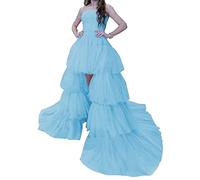 KURFACE Homecoming Dresses Sleeveless Backless Evening Prom Party Gowns with Train for Women Sky Blue UK20