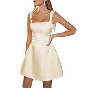 KURFACE Satin Homecoming Dresses for Teens Short A Line Prom Dress for Women Mini Formal Party Gowns WSX557 Champagne UK10