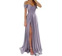 KURFACE Satin Wisteria Bridesmaid Dresses for Women with Slit Plus Size Strapless Long Formal Dress Corset Evening Party Gown UK32