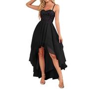 KURFACE Strapless Black Prom Dresses for Women with Sequins Tulle Ball Gown for Teens High Low Formal Dress UK18