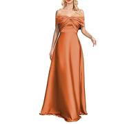 KURFACE Wedding Ball Gowns for Women Plus Size Ruched Evening Party Prom Gowns WSX349 Burnt Orange UK20