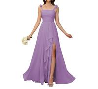 KURFACE Wisteria Bridesmaid Dresses Long for Wedding Party Cowl Neck Chiffon Formal Dress Evening Party Gown UK12