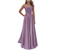 KURFACE Wisteria Prom Dresses Long Ball Gown Corset A Line Floor Length Cowl Neck Satin Bridesmaid Dress Formal Gown UK32