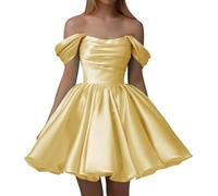KURFACE Yellow Short Prom Dresses for Teens 2025 Plus Size Ball Gown Off Shoulder Formal Cocktail Dress UK24