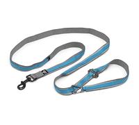 Kurgo 6 in 1 Quantum Leash, Hands Free Leash for Dogs, Running Belt Lead, Crossbody & Waist Belt Style, Reflective, Carabiner Clip, For Training, Hiking, or Jogging, blue