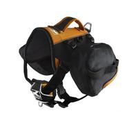 Kurgo Baxter Dog Backpack, Dog Saddlebag, Pet Backpack for Hiking, Walking, or Camping, Black/Orange