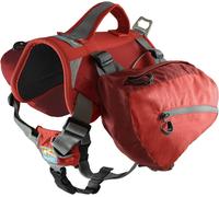 Kurgo Baxter Dog Backpack, Dog Saddlebag, Pet Backpack for Hiking, Walking, or Camping, Chili Red/Barn Red