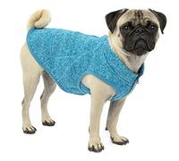 Kurgo Core Dog Sweater, Year-Round Sweater for Dogs, Dog Fleece Vest, Knit Fleece Pet Jacket, Fleece Lining,Lightweight, Zip Opening for Harness, Adjustable Neck, Blue, Extra Small