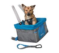 Kurgo Heather Car Booster Seat for Dogs, Quick & Secure Installation, Includes Seat Belt Tether, Fleece Lining, Grey/Blue (ZTV30-17114)