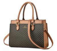 KURGOOL Handbags Purses for Women, Trendy Leather Dual-tone Tote Purse, Designer Handbag Shoulder Bag Top Handle Satchel Bags, Ins-coffee Brown