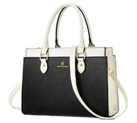 KURGOOL Handbags Purses for Women, Trendy Leather Dual-tone Tote Purse, Designer Handbag Shoulder Bag Top Handle Satchel Bags, A1-black White, Elegant Purse