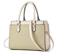 KURGOOL Handbags Purses for Women, Trendy Leather Dual-tone Tote Purse, Designer Handbag Shoulder Bag Top Handle Satchel Bags, Ins-beige-beige, Elegant Purse