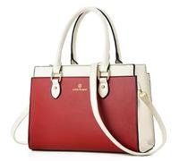 KURGOOL Handbags Purses for Women, Trendy Leather Dual-tone Tote Purse, Designer Handbag Shoulder Bag Top Handle Satchel Bags, A1-red White, Elegant Purse