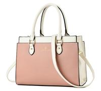 KURGOOL Handbags Purses for Women, Trendy Leather Dual-tone Tote Purse, Designer Handbag Shoulder Bag Top Handle Satchel Bags, A1-pink White