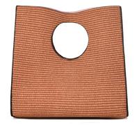 KURGOOL Straw Clutch Purses for Women, Woven Leather Hand Bags Straw Purse and Handbags, Minimalist Clutch Purse Beach Bag, Brown Purse
