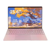 KurieTim 15.6" Laptop Computer with 32GB DDR4 RAM 512GB SSD, 1.7-3.4 GHz Intel_N95 CPU, Backlight Keyboard, Fingerprint Reader, Mini HDMI Traditional Laptop Computers (Rose Gold, 32GB | 512GB)