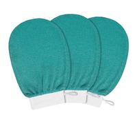 kurkip Exfoliating Mitt Glove, 3pcs Body Scrub Bath Spa Shower Gloves, Body Leg Scrubber Soft Korean Exfoliator Exfoliation Wash Mitts for Women & Men (3pcs Green)