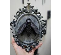 KURKUR Death Head Moth Wall Decor Sculpture,Black Gothic Wall Art,Vintage Skull Moth Wall Hanging Wall Plaque For Bedroom Living Room Office Home(Silver)