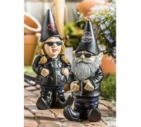 KURKUR Motorcycle Biker Garden Gnomes Statue,Outdoor Biker Gnomes Couple Figurines,Funny Dwarf Elf Ornaments For Lawn Porch Yard Decoration