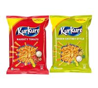 Kurkure Indian Snacks Variety Pack, Naughty Tomato, Chilli Chatka, Masala Munch, Green Chutney Style, 4 Flavours, Combo Pack (Naughty Tomato & Green Chutney Style)