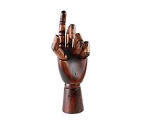 KUROFLY Wooden Hand Model for Artists, Articulated Mannequin Left Hand Figure, 10.2-inch Flexible Fingers Jewelry Holder for Sketch Art, Drawing, and Display