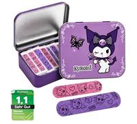 Kuromi Children's Plaster Licensed Product - Metal Box - 24 Plasters - Beautiful Design Plaster Storage Box for Children - Suitable for Backpack - Handbag