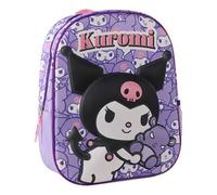 Kuromi Hello Kitty 3D Children's Backpack - School Backpack One Size Purple with EVA Embossing, Wide Front Pocket and Side Mesh Pocket, Official License for School and Kindergarten