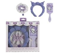 Kuromi Hello Kitty Girl Hair and Brush Accessory Set - Pack of 3 Official Licensed (Padded Headband, Scrunchie and Brush), Purple, One Size, Gift and Daily Personal Care