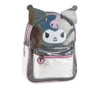 Kuromi Hello Kitty Girls' Backpack - Official License, Shiny Fantasy Black/Silver, Front Pocket with Zip and Adjustable Straps, Leisure and Walk