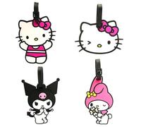 Kuromi, My Melody, and Hello Kitty Luggage Tag for Suitcases 4-Pack (Pink)