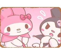 Kuromi, My Melody, Onegai My Melody Anime Poster Home Wall Art Decoration Retro Metal Tin Sign 8x12 inch