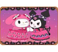 Kuromi (Onegai My Melody), My Melody (Onegai My Melody), Onegai My Melody Anime Poster Home Wall Art Decoration Retro Metal Tin Sign 8x12 inch