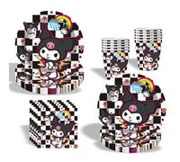 Kuromi Party Tableware Set, Kuromi Party Set, Children's Birthday Party Tableware, Party Supplies Set, Cartoon Birthday Decoration, Ku-romi Party Tableware, Birthday Decoration Set (Black)