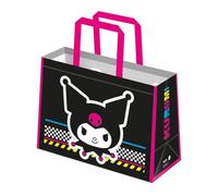 Kuromi Smiling Reusable Tote Bag (One Size) (Black/Pink/White)