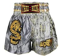 Kurop Boxing Muay Thai Shorts Trunks MMA Martial Arts Kickboxing Fight Sport Clothing - Grey - X-Large