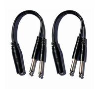 Kurrent Electric 2-Pack 1/4" TS Female to Dual 1/4" TS Male Y Splitter Cable, Mono Audio Breakout & Signal Splitter Adapter for Mixers, Amplifiers, Effects Pedals & Recording Equipment