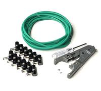 Kurrent Electric Solderless Right Angle DC Barrel DIY Kit, 6 Custom Length Cables for Guitar Effects Pedals (Green Cable Kit)