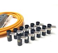 Kurrent Electric Solderless Right Angle DC Barrel DIY Kit, 6 Custom Length Cables for Guitar Effects Pedals (Orange Cable Kit)