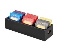 kurriuwu Customized Tea Storage Wooden Box Bag Organizer Solid Wood Holder Caddy Display Multi-compartment Rustic Vintage Decorative Farmhouse Black