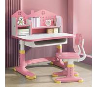 kurriuwu Kids Desk and Chair Set, Height Adjustable Kids Study Table and Chair Set, Kids Desk with Storage Drawers and Bookshelf, Children Study Desk,Toddler Table for Boys Girls School Home Study To