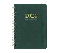 kurriuwu Loose-leaf Book Diary Notepad A5 Diary Agenda Notebook with Smooth Writing Premium Thickened Pages Coil Ring 2024 Weekly Planner Notebook Gift Atrovirens