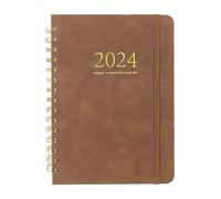 kurriuwu Loose-leaf Book Diary Notepad A5 Diary Agenda Notebook with Smooth Writing Premium Thickened Pages Coil Ring 2024 Weekly Planner Notebook Gift Brown