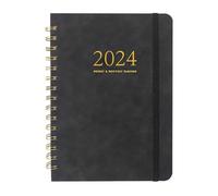 kurriuwu Loose-leaf Book Diary Notepad A5 Diary Agenda Notebook with Smooth Writing Premium Thickened Pages Coil Ring 2024 Weekly Planner Notebook Gift Black